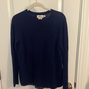 Vineyard Vines Blue Long Sleeve Sweater with Plaid Pleated Back